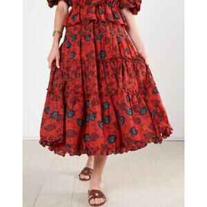 ULLA JOHNSON Tulia Tiered Midi Skirt